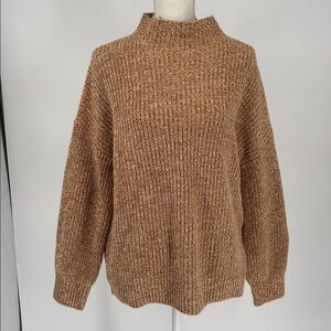 Cupcakes and Cashmere Caramel Brown Mock Neck Sweater Women's L